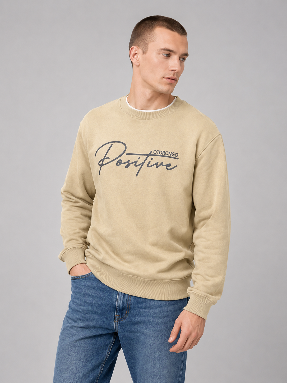 ropa para hombre BUZO 3D BEIGE