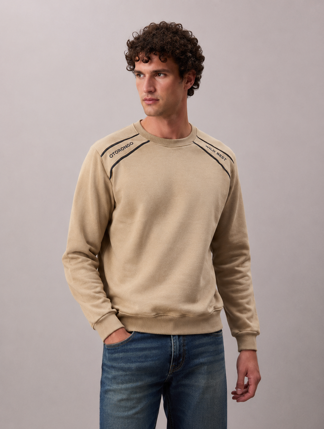 ropa para hombre BUZO GALON BEIGE