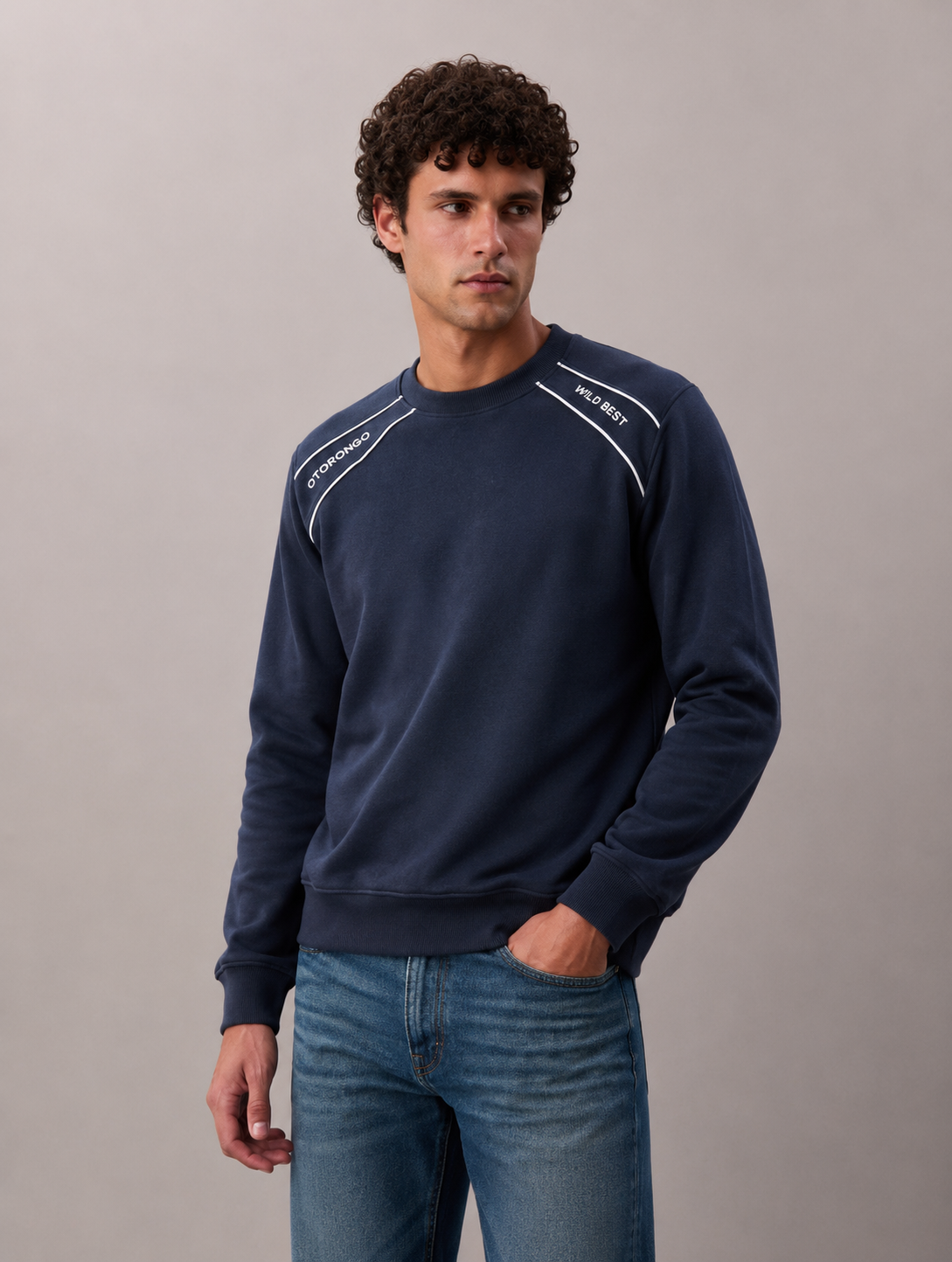 ropa para hombre BUZO GALON MARINO