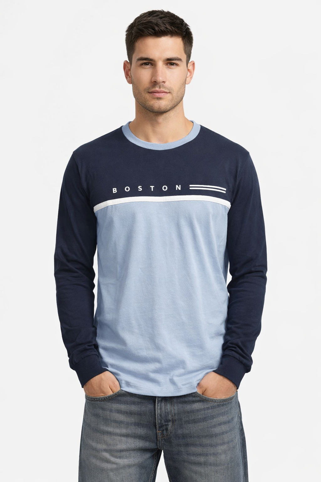 ropa para hombre CAMISETAS BOSTON AZUL CON CELESTE