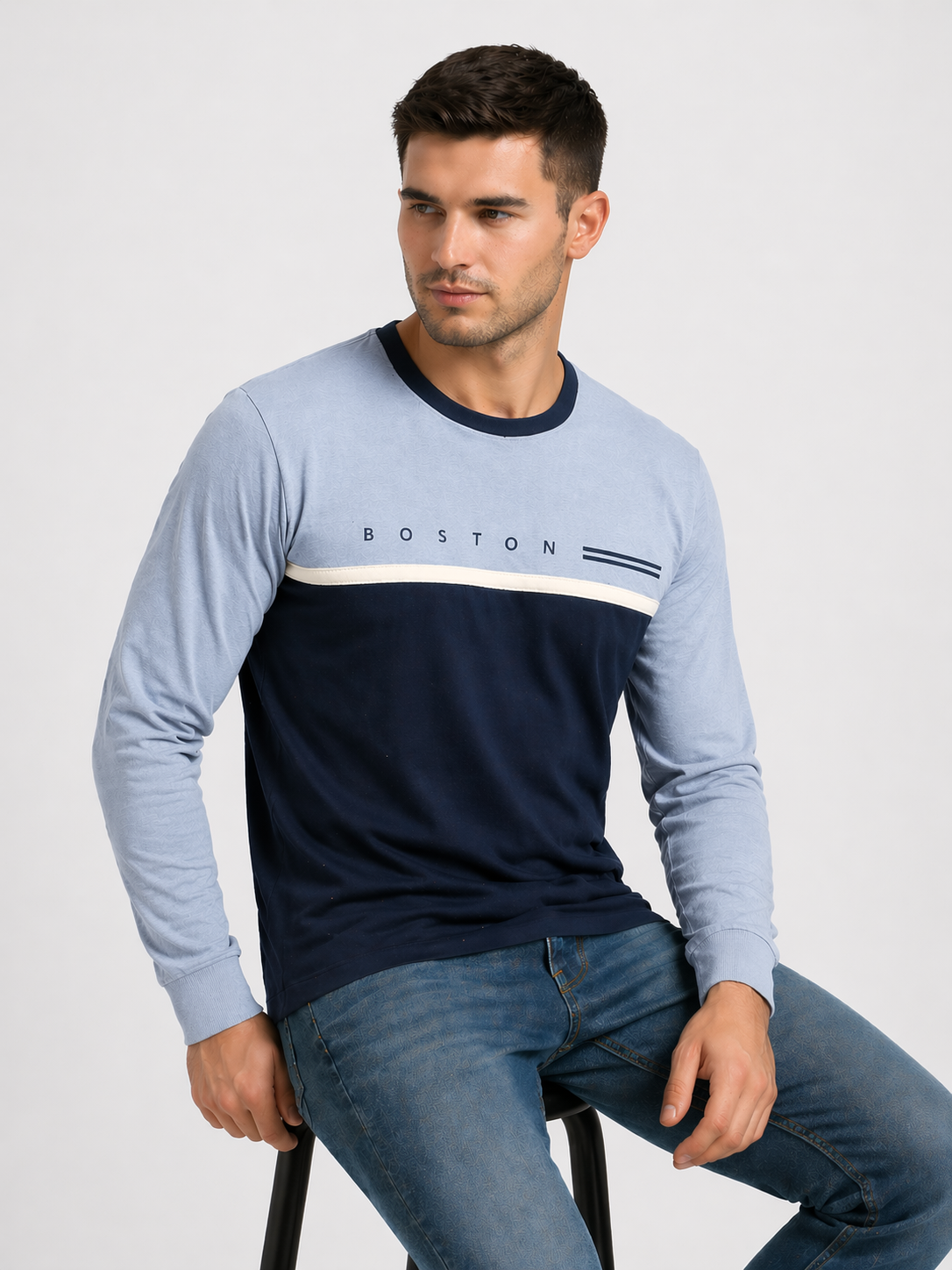 ropa para hombre CAMISETAS BOSTON CELESTE CON AZUL
