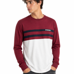 ropa para hombre CAMISETAS R2 BORDO CON BLANCO